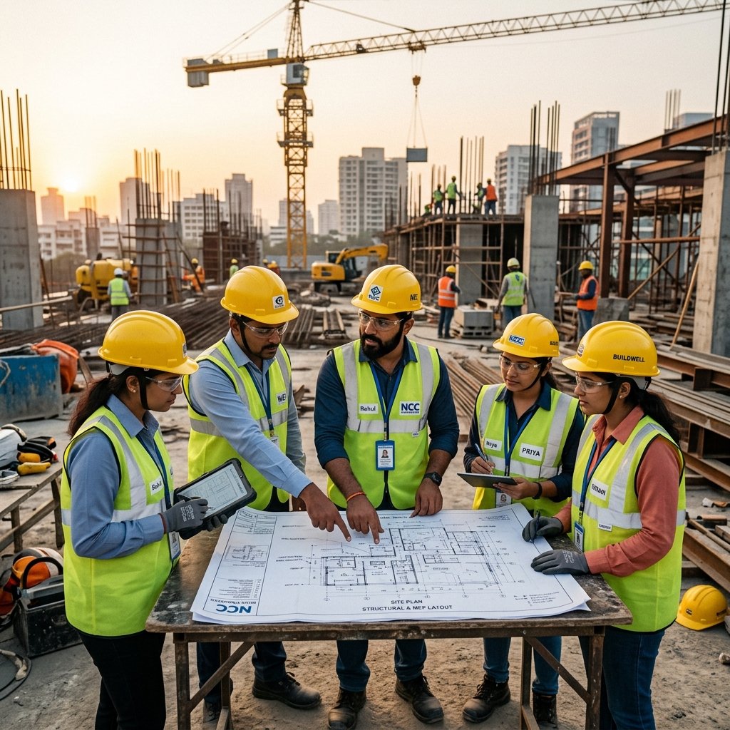 Shri Gopal Contruction engineers on site